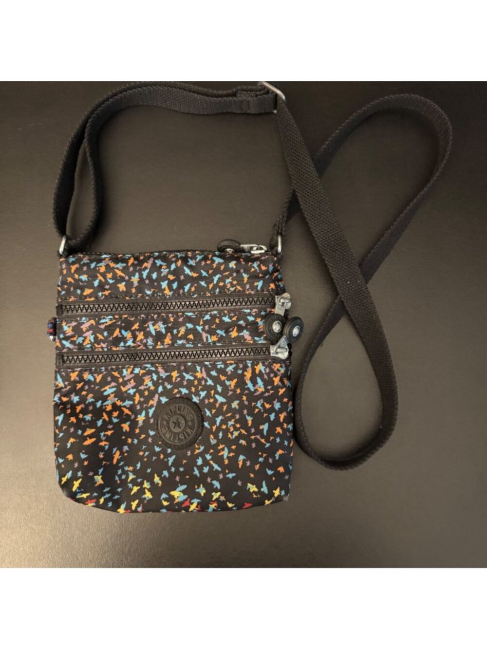 Kipling Crossbody Bag With Multicolor Print Adjustable Strap & Multiple Zipper C - Picture 3 of 12